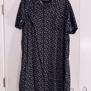 Wildfang Black and White Evil Eye Pattern Shirt dress 1X